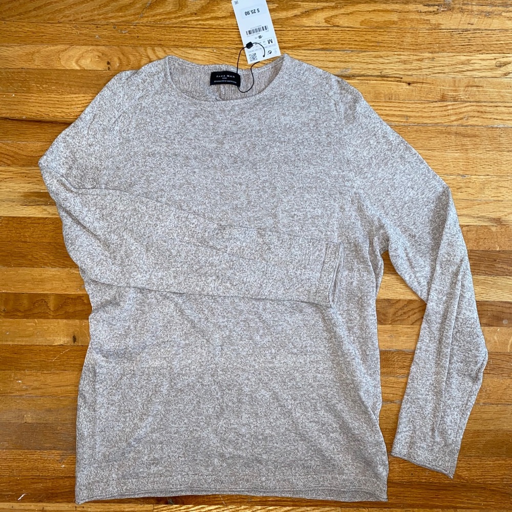 Zara Man Soft Knit Sweater * Tan/Cream * NWT